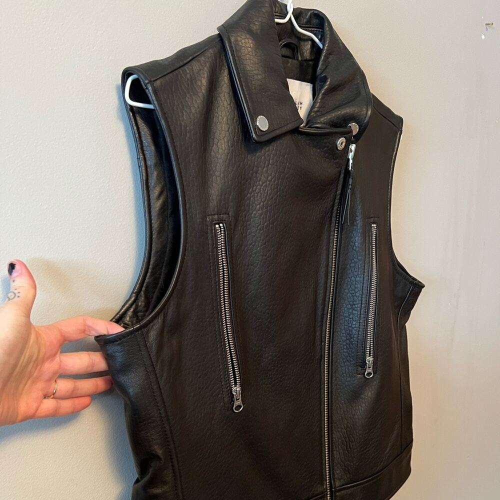 Derek lam black leather motorcycle biker jacket zip up vest NWT - Picture 3 of 7